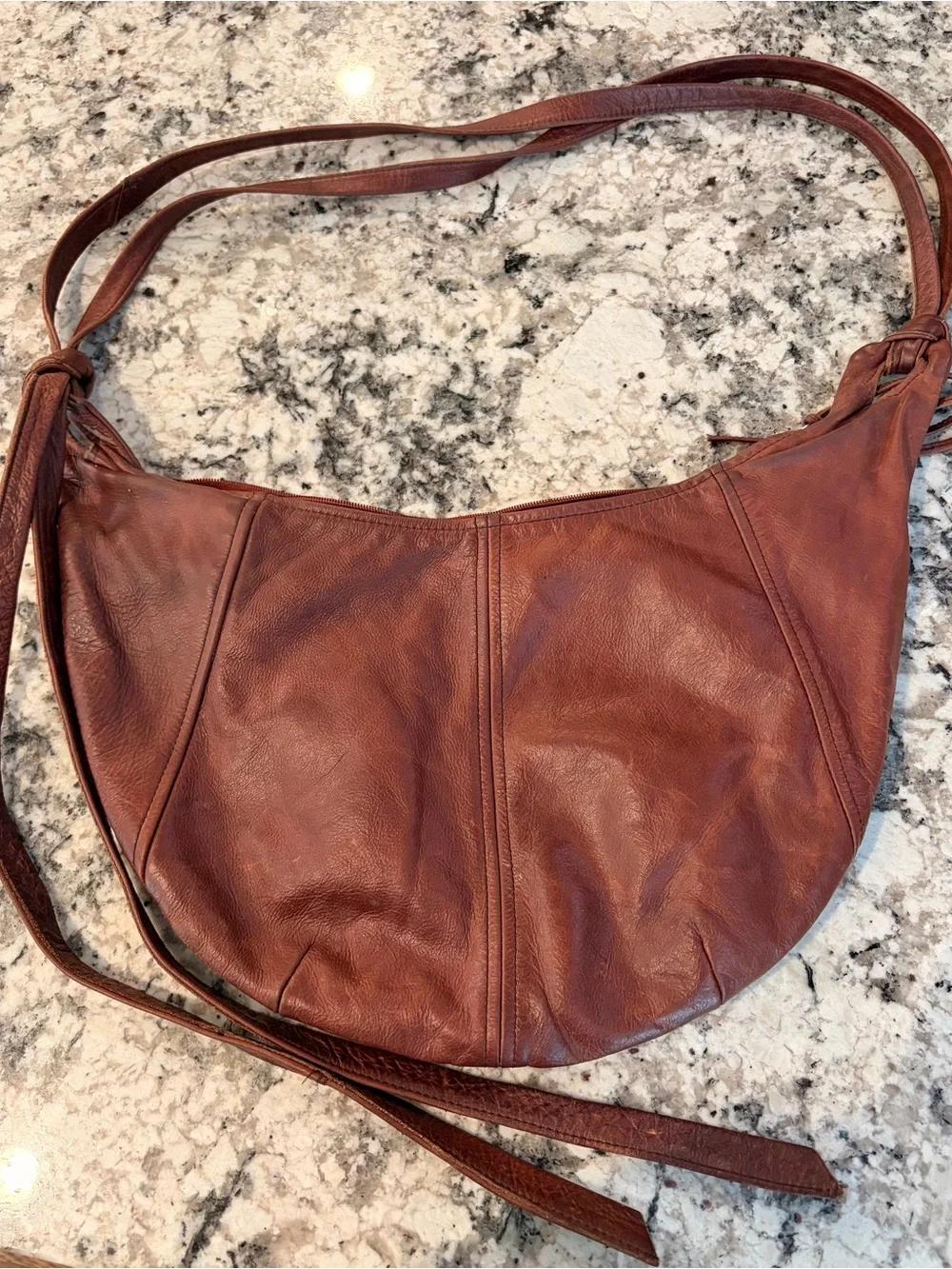 Classic Leather Hobo Bag in Maroon Brown